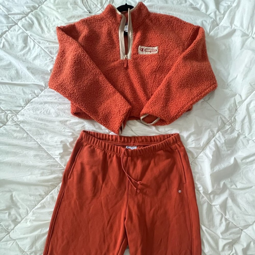 Orange Champion Pullover Sweat Suit